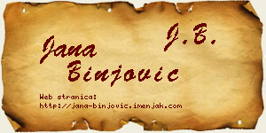 Jana Binjović vizit kartica